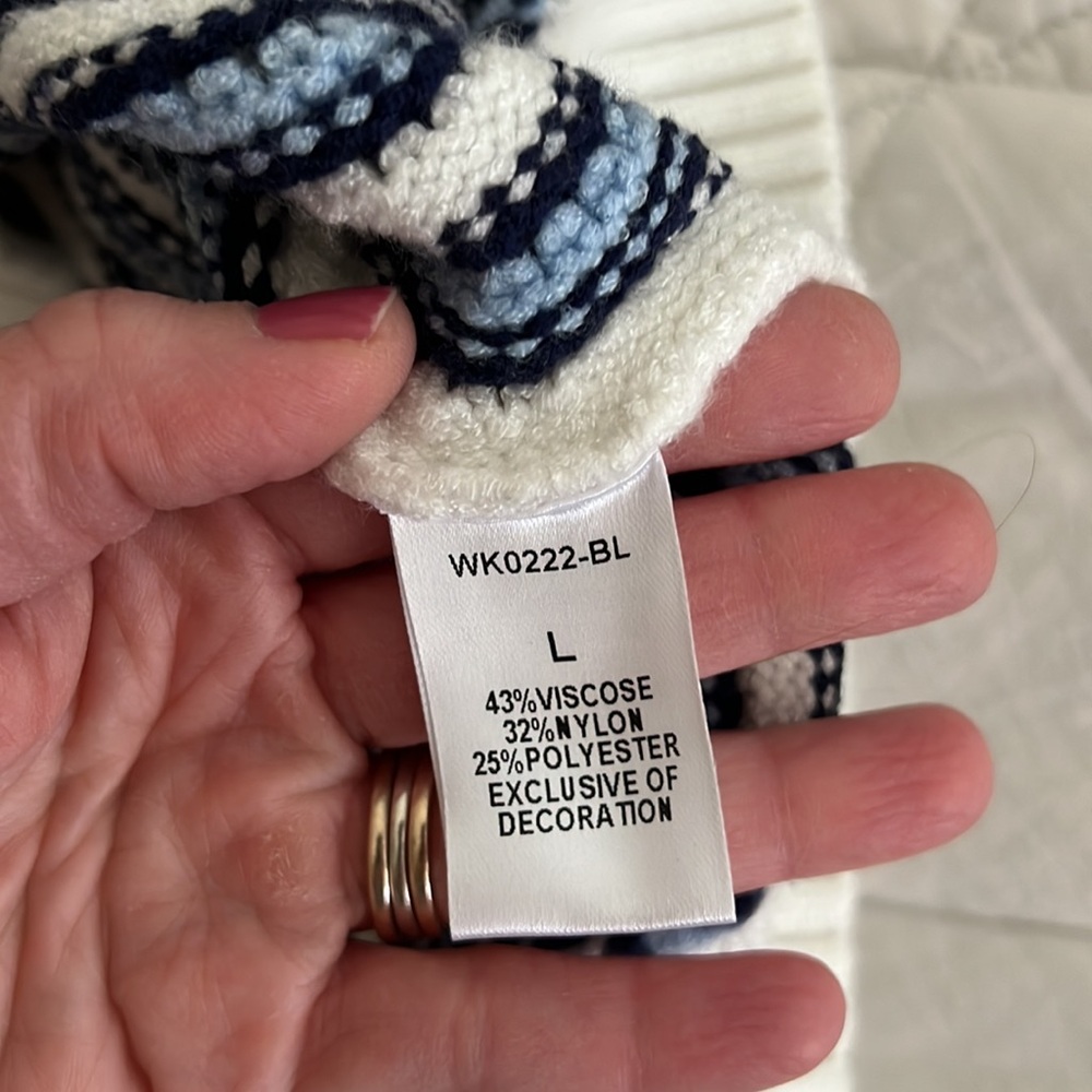 THML IN TOO DEEP BLUE WAVY STRIPE SWEATER TOP large - Picture 14 of 16